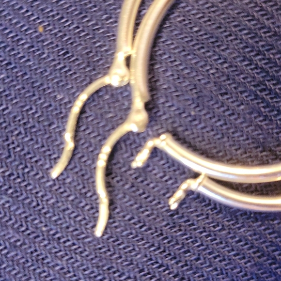 3  .925 Sterling Silver 1 1/2" Hoop Earrings - Picture 3 of 3